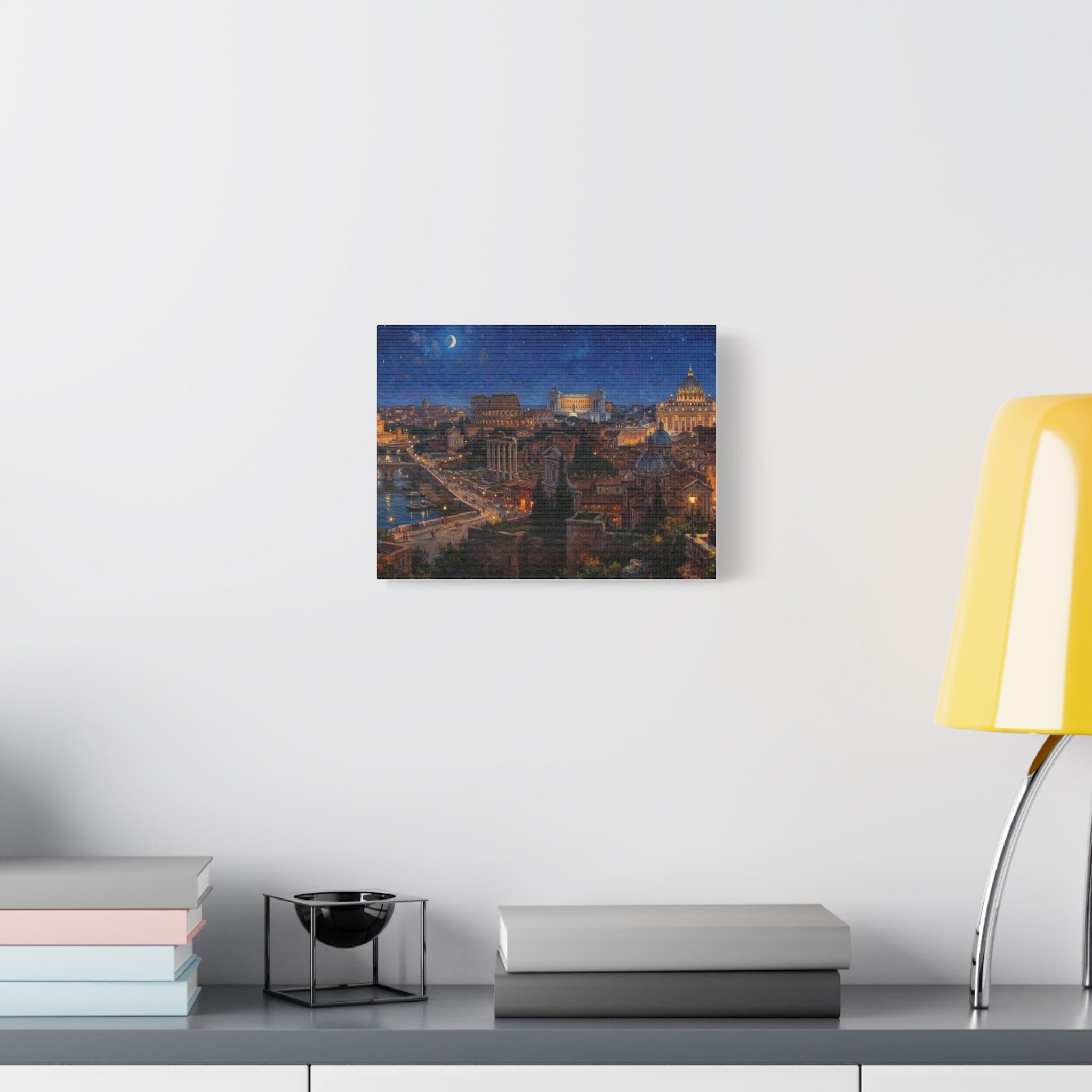 Nighttime Rome Cityscape Matte Canvas Print - Wall Art