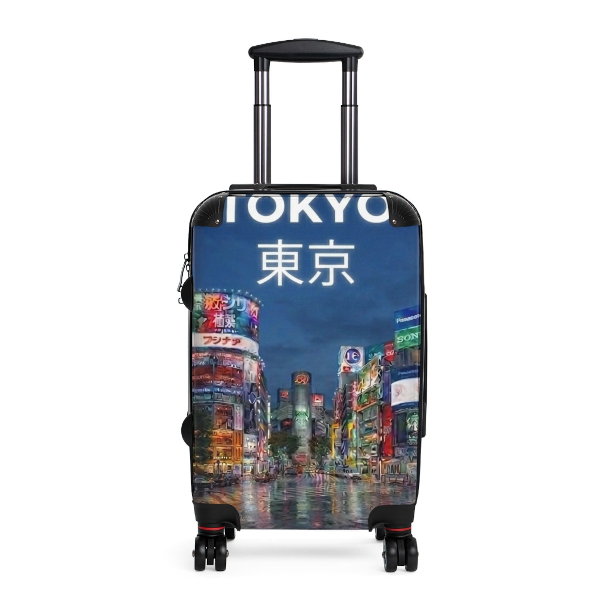 Tokyo Shibuya Crossing Suitcase – Neon Cityscape Carry-On with "TOKYO / 東京" Design