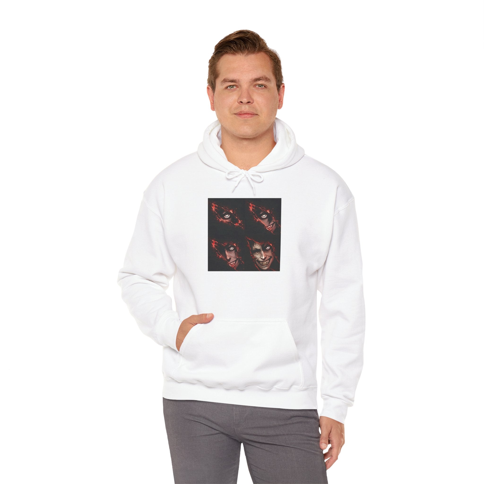 Hoodie - Transformation Series #1 Pullover with faded Pale Horse logo Back Emblem - Dark Anime faces