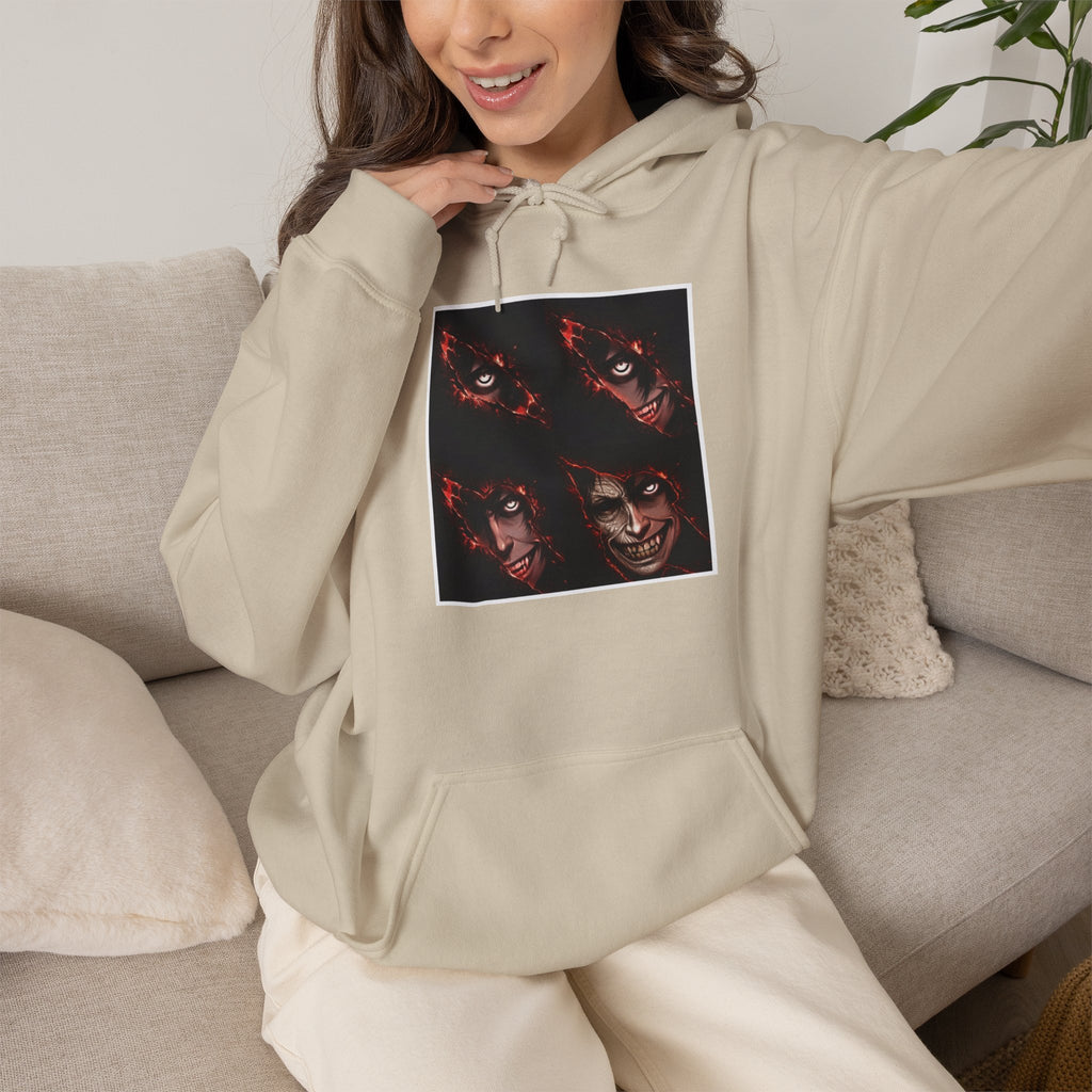 Hoodie - Transformation Series #1 Pullover with faded Pale Horse logo Back Emblem - Dark Anime faces