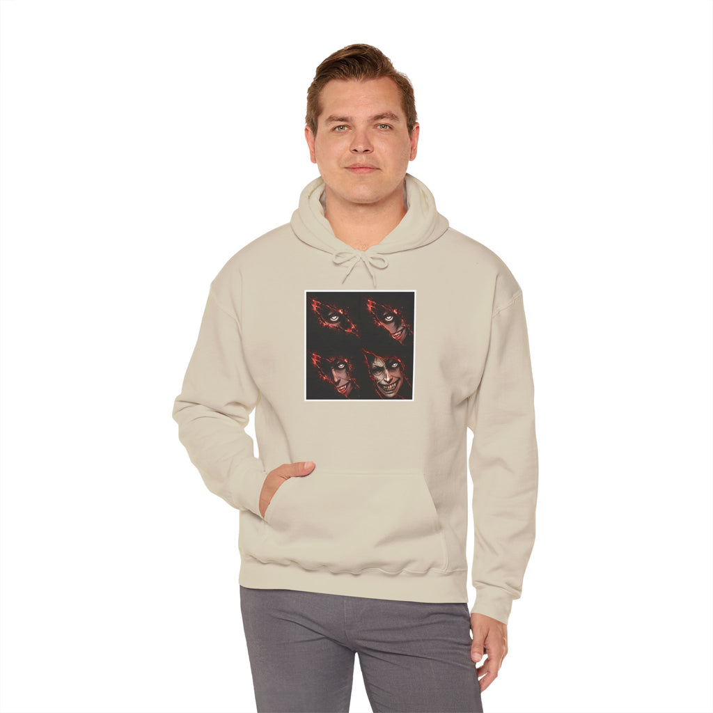 Hoodie - Transformation Series #1 Pullover with faded Pale Horse logo Back Emblem - Dark Anime faces